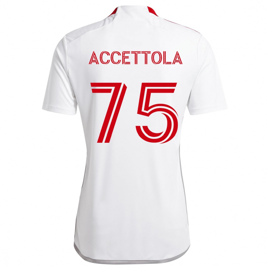 Kids Football Luca Accettola #75 White Red Away Jersey 2024/25 T-Shirt Nz