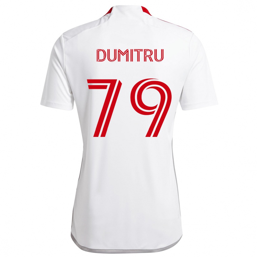 Kids Football Andrei Dumitru #79 White Red Away Jersey 2024/25 T-Shirt Nz