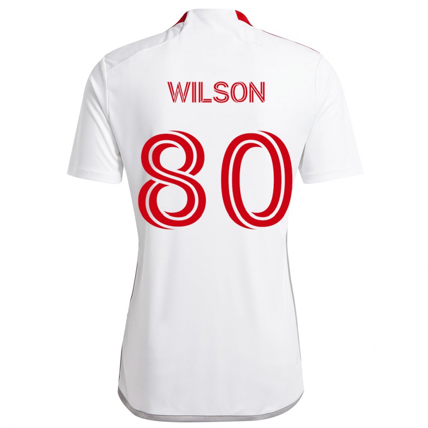 Kids Football Shafique Wilson #80 White Red Away Jersey 2024/25 T-Shirt Nz