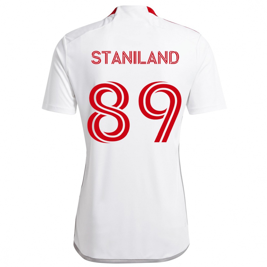 Kids Football Charlie Staniland #89 White Red Away Jersey 2024/25 T-Shirt Nz