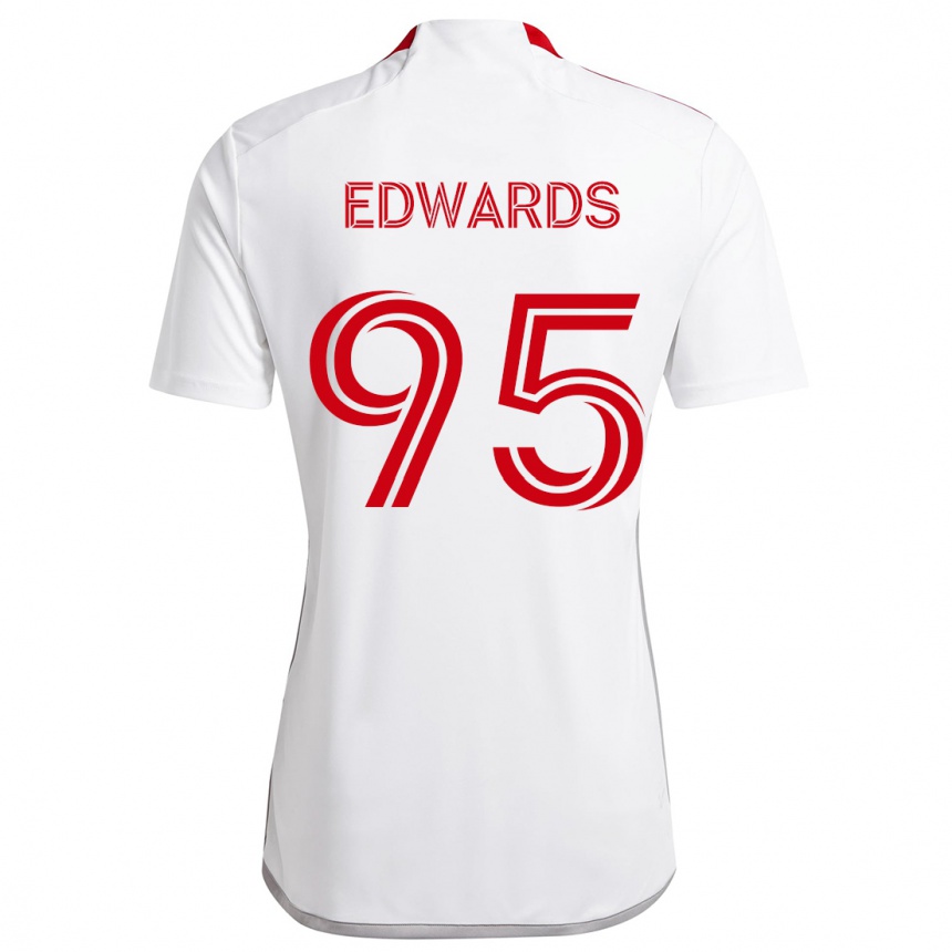 Kids Football Nathaniel Edwards #95 White Red Away Jersey 2024/25 T-Shirt Nz