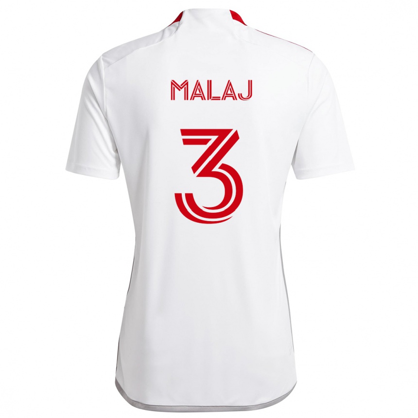 Kids Football Albert Malaj #3 White Red Away Jersey 2024/25 T-Shirt Nz