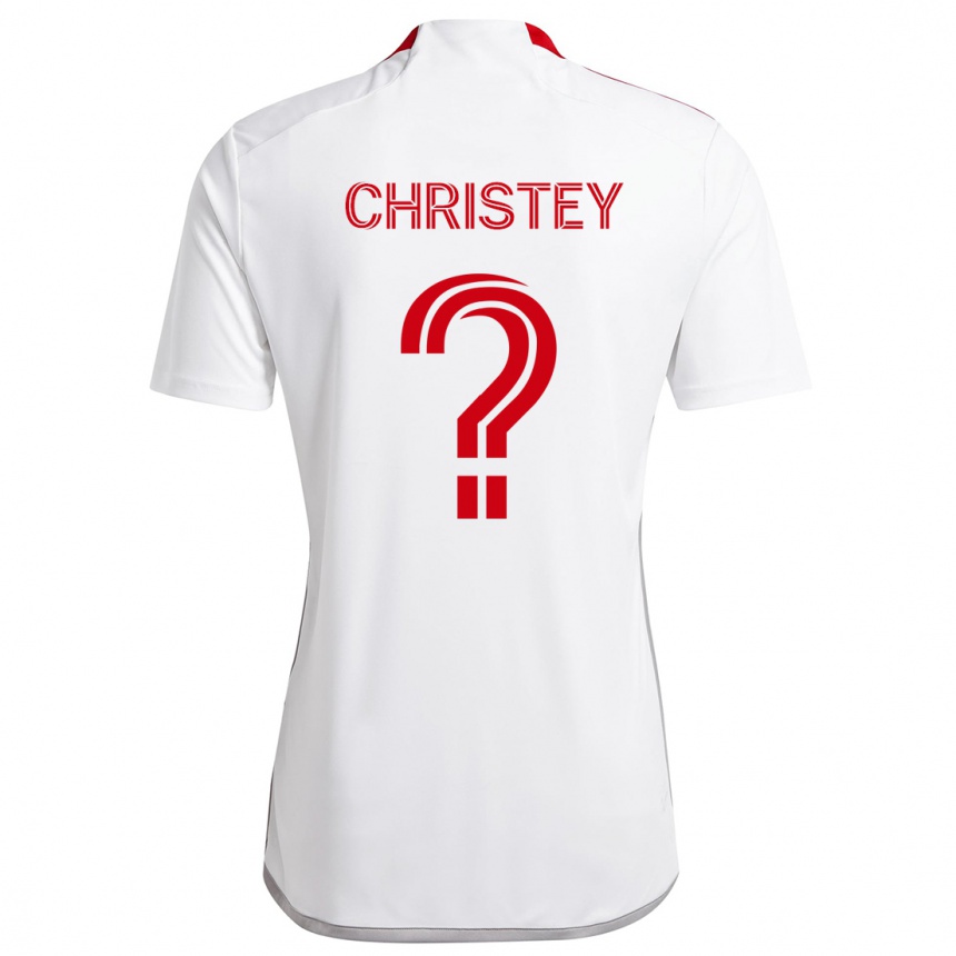 Kids Football Quentin Christey #0 White Red Away Jersey 2024/25 T-Shirt Nz