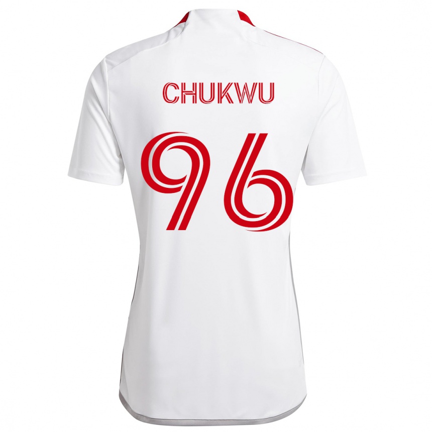 Kids Football Richard Chukwu #96 White Red Away Jersey 2024/25 T-Shirt Nz