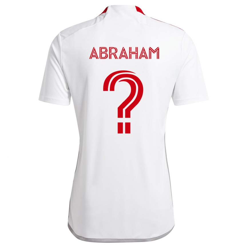 Kids Football Nathaniel Abraham #0 White Red Away Jersey 2024/25 T-Shirt Nz