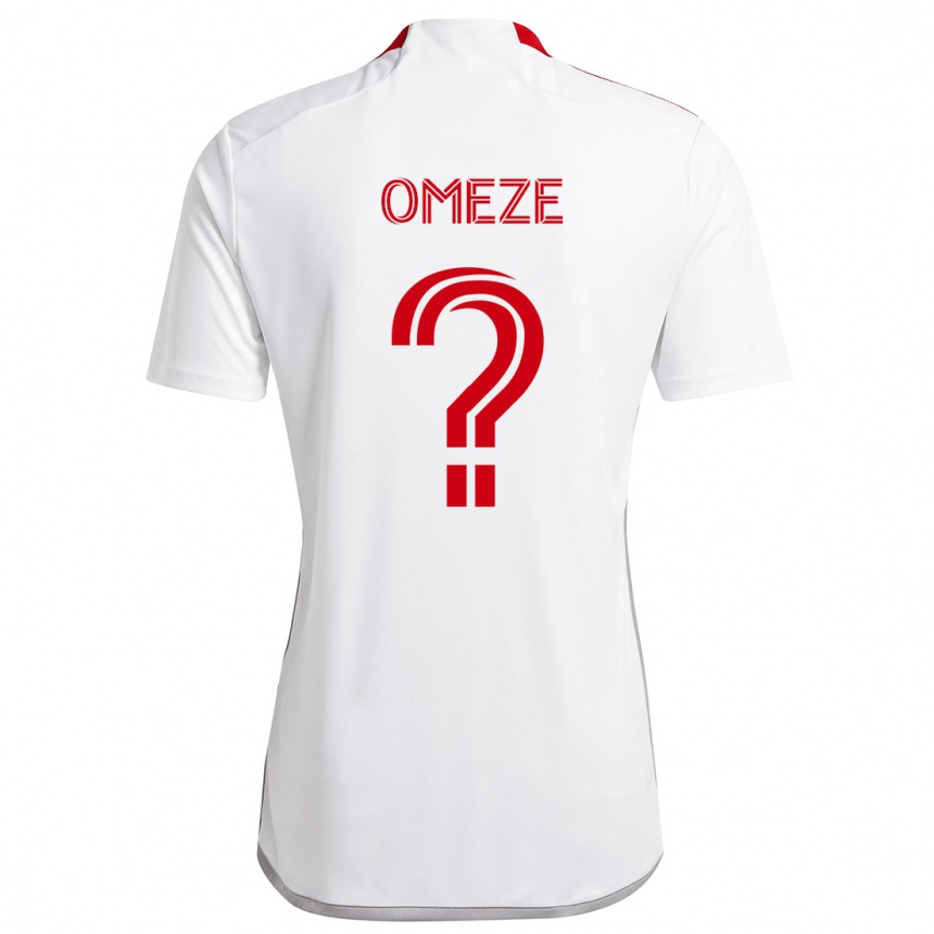 Kids Football Chimere Omeze #0 White Red Away Jersey 2024/25 T-Shirt Nz