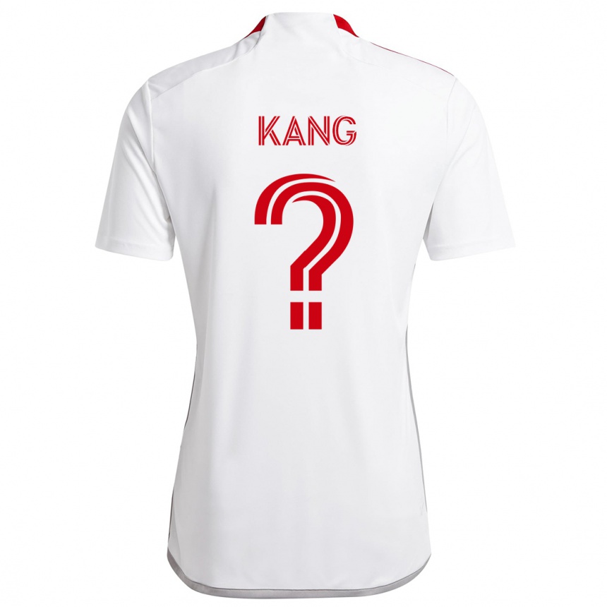 Kids Football Ethan Kang #0 White Red Away Jersey 2024/25 T-Shirt Nz