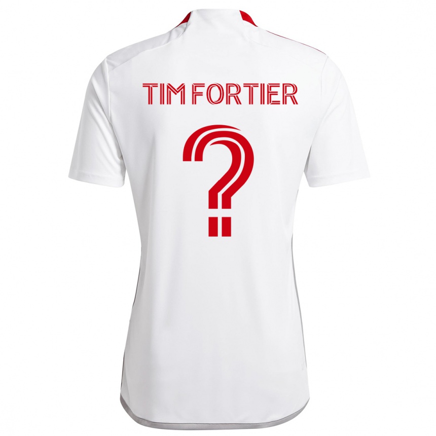 Kids Football Tim Fortier #0 White Red Away Jersey 2024/25 T-Shirt Nz