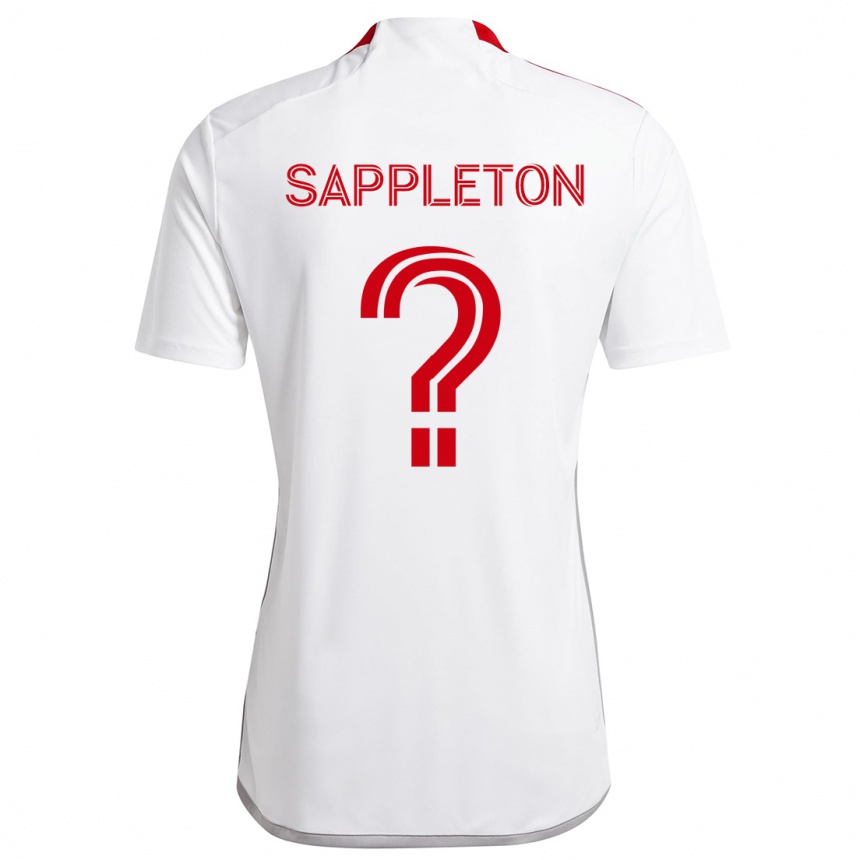 Kids Football Spencer Sappleton #0 White Red Away Jersey 2024/25 T-Shirt Nz