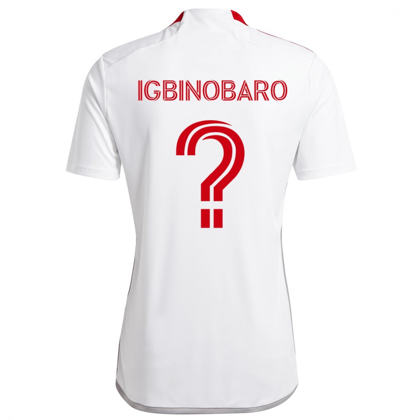 Kids Football Philip Igbinobaro #0 White Red Away Jersey 2024/25 T-Shirt Nz