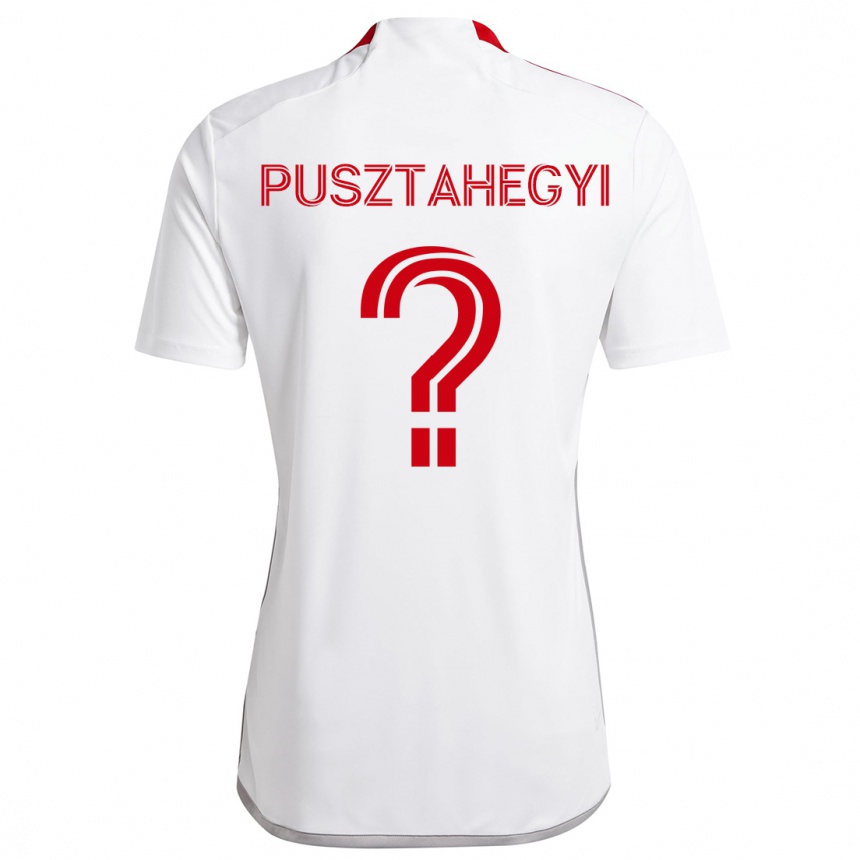 Kids Football Tristan Pusztahegyi #0 White Red Away Jersey 2024/25 T-Shirt Nz