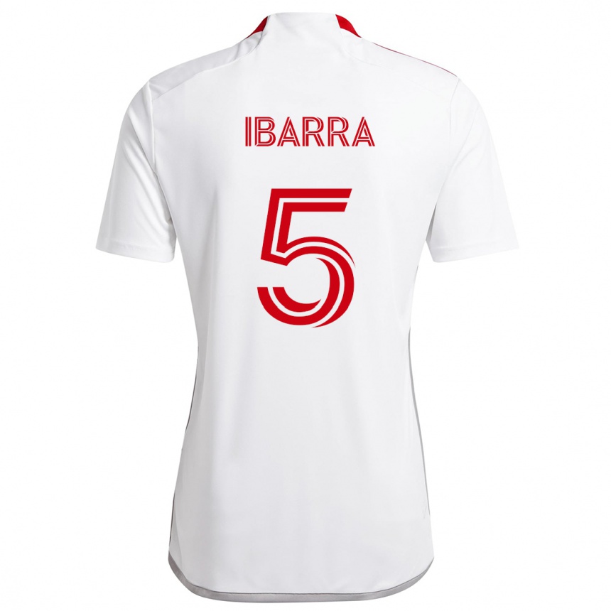 Kids Football Franco Ibarra #5 White Red Away Jersey 2024/25 T-Shirt Nz