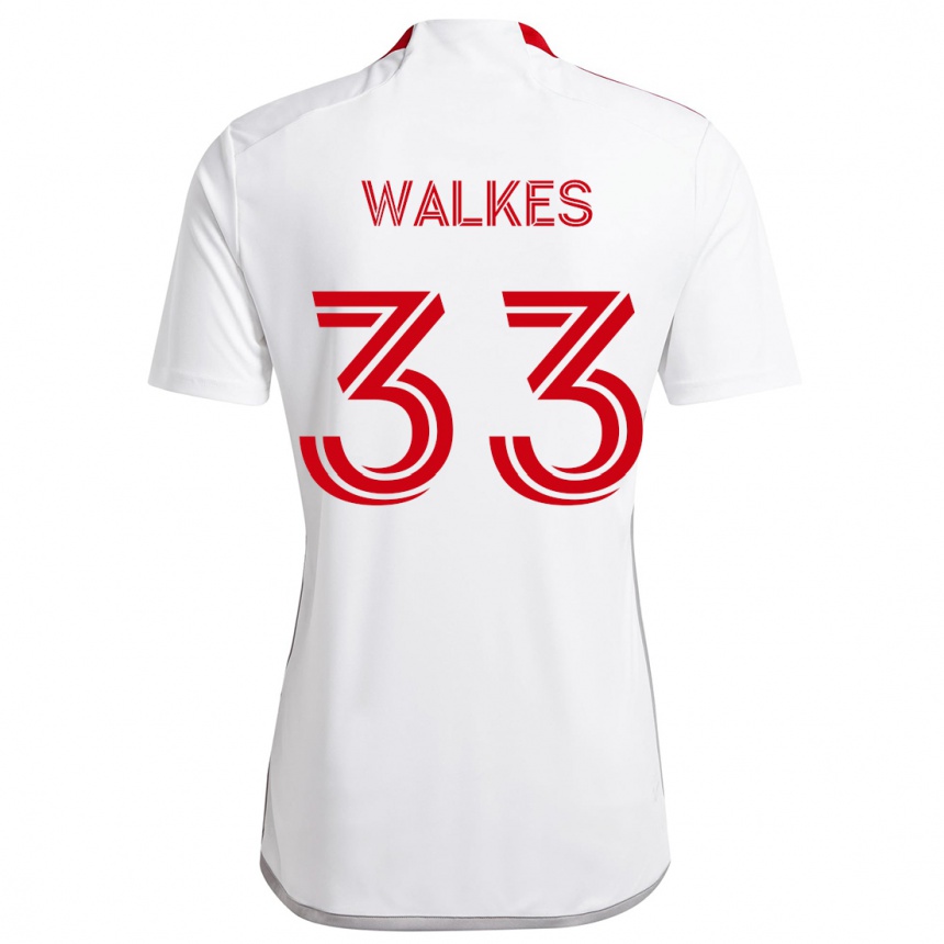 Kids Football Reshaun Walkes #33 White Red Away Jersey 2024/25 T-Shirt Nz