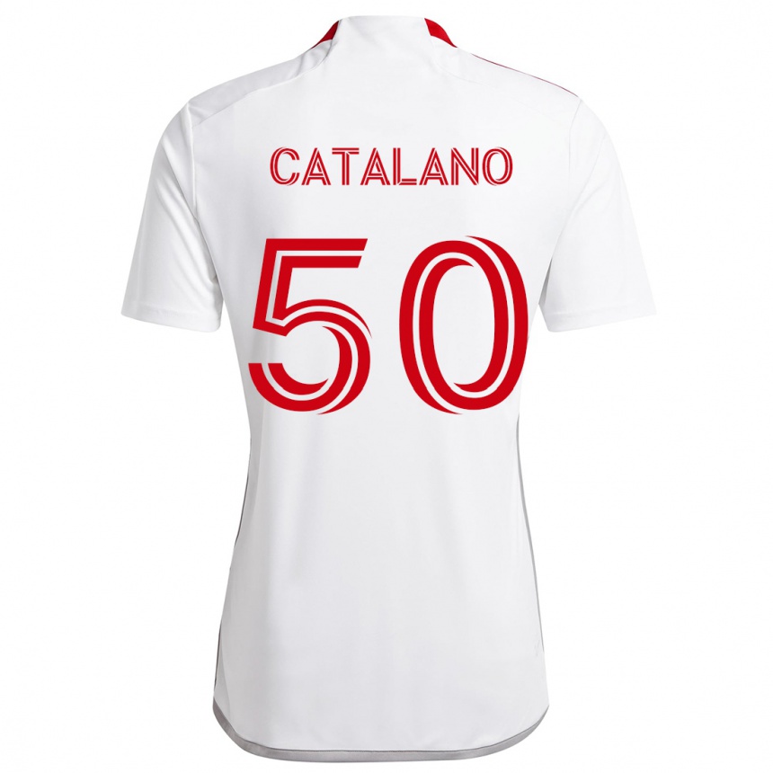 Kids Football Gianluca Catalano #50 White Red Away Jersey 2024/25 T-Shirt Nz