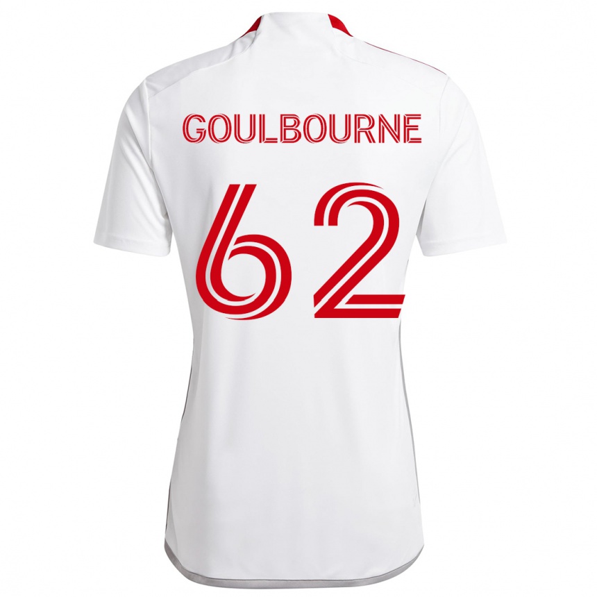 Kids Football Rohan Goulbourne #62 White Red Away Jersey 2024/25 T-Shirt Nz