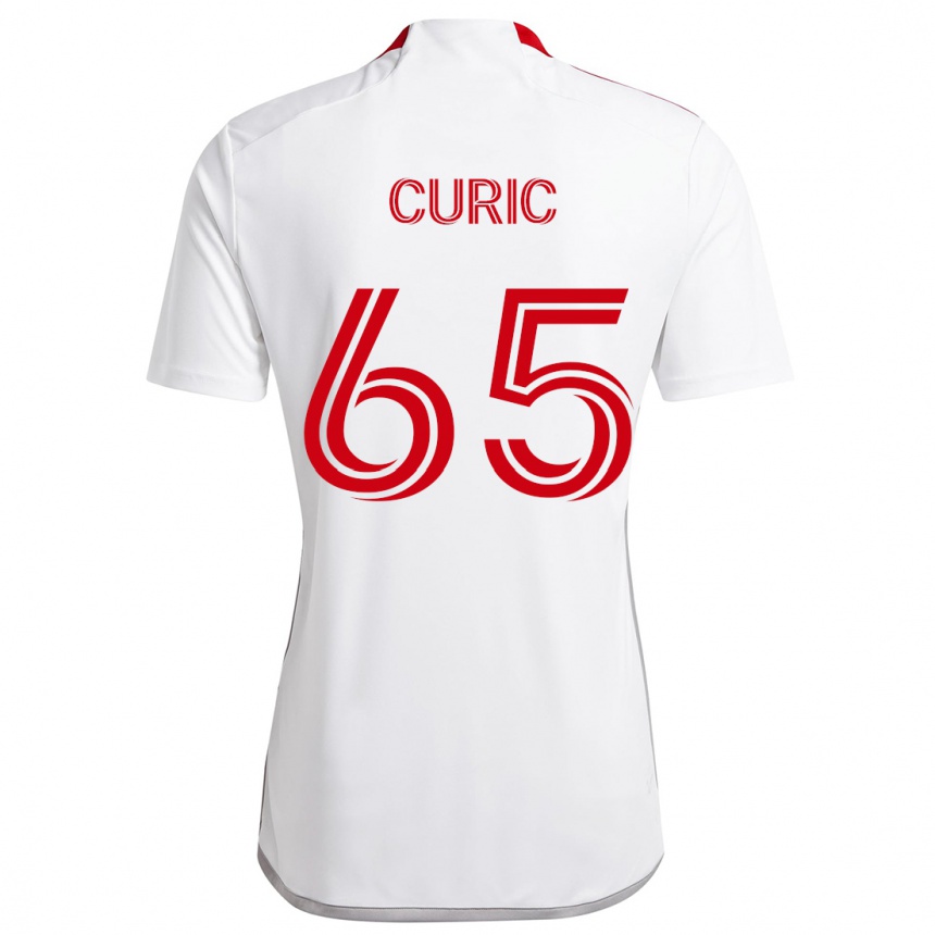 Kids Football Antony Curic #65 White Red Away Jersey 2024/25 T-Shirt Nz