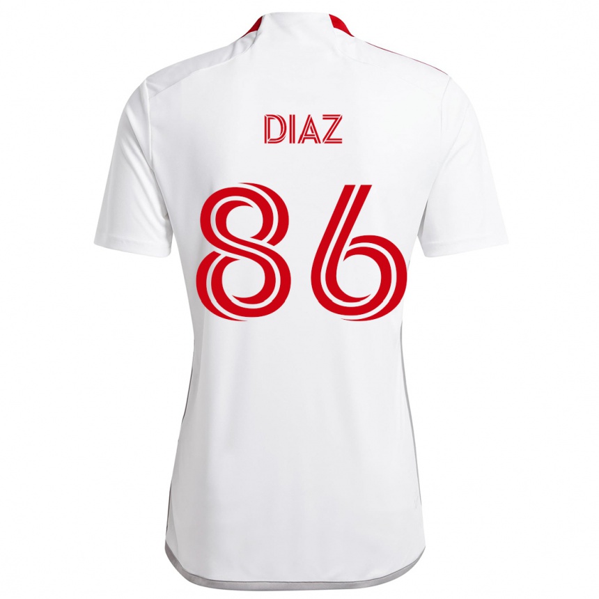 Kids Football Alec Díaz #86 White Red Away Jersey 2024/25 T-Shirt Nz