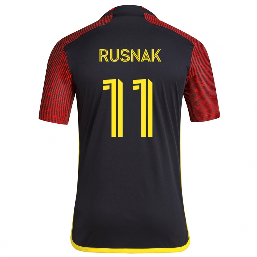 Kids Football Albert Rusnák #11 Red Black Away Jersey 2024/25 T-Shirt Nz