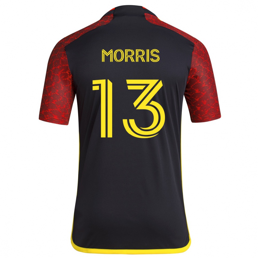 Kids Football Jordan Morris #13 Red Black Away Jersey 2024/25 T-Shirt Nz