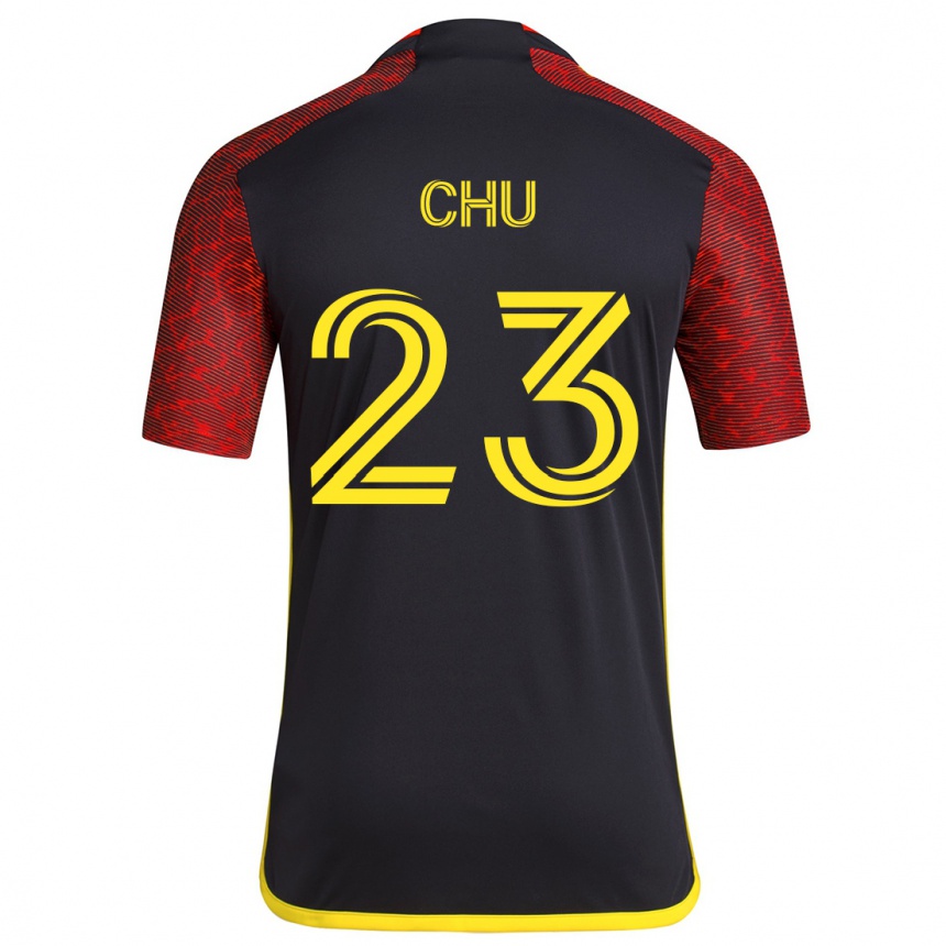 Kids Football Léo Chú #23 Red Black Away Jersey 2024/25 T-Shirt Nz