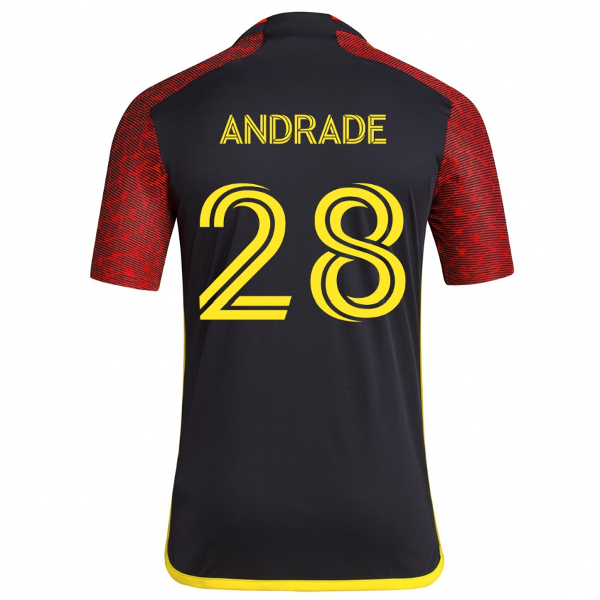 Kids Football Yeimar Gómez Andrade #28 Red Black Away Jersey 2024/25 T-Shirt Nz