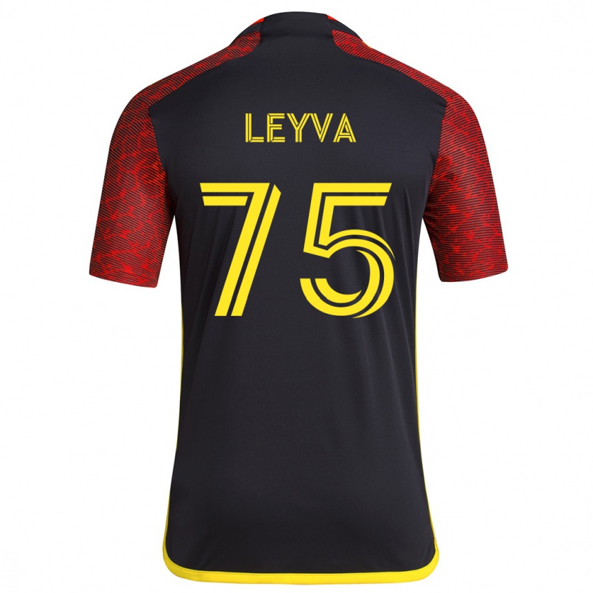 Kids Football Danny Leyva #75 Red Black Away Jersey 2024/25 T-Shirt Nz