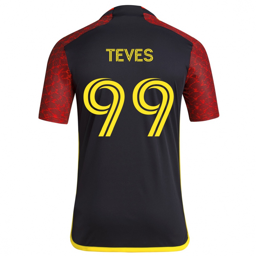 Kids Football Dylan Teves #99 Red Black Away Jersey 2024/25 T-Shirt Nz