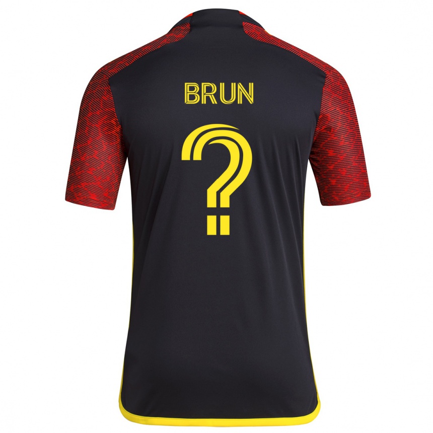 Kids Football Shaun Brun #0 Red Black Away Jersey 2024/25 T-Shirt Nz