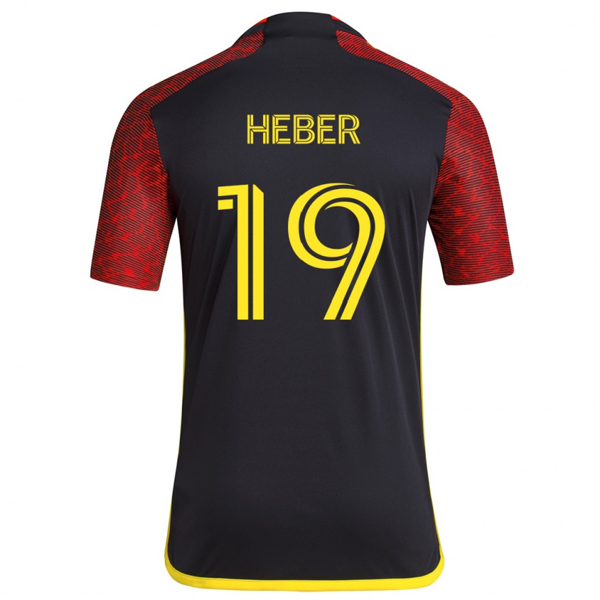 Kids Football Héber #19 Red Black Away Jersey 2024/25 T-Shirt Nz