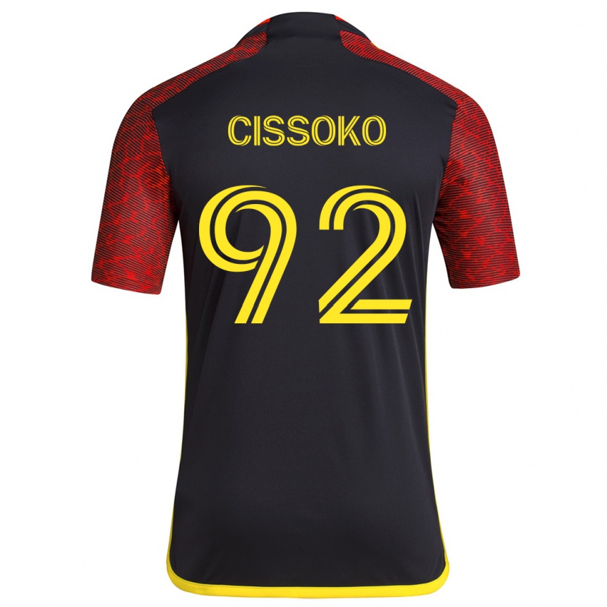 Kids Football Abdoulaye Cissoko #92 Red Black Away Jersey 2024/25 T-Shirt Nz