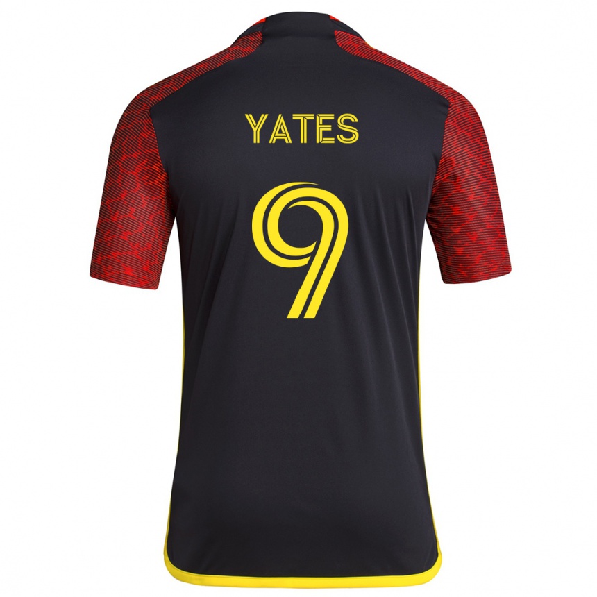 Kids Football Summer Yates #9 Red Black Away Jersey 2024/25 T-Shirt Nz