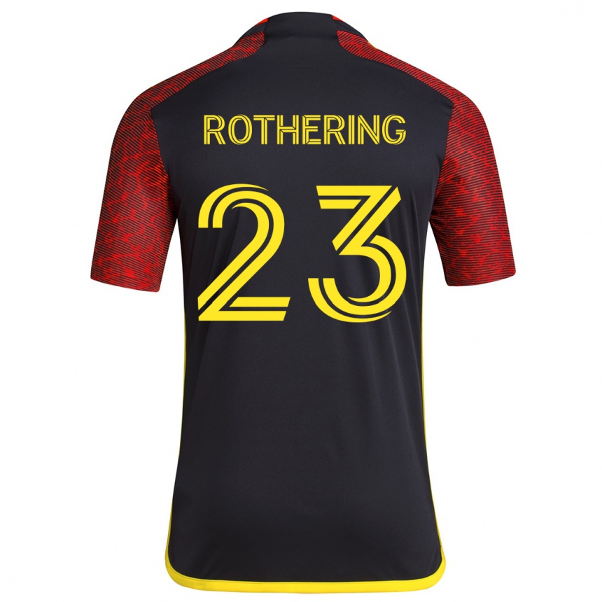 Kids Football Holly Rothering #23 Red Black Away Jersey 2024/25 T-Shirt Nz