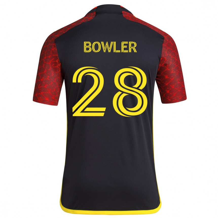 Kids Football Rachel Bowler #28 Red Black Away Jersey 2024/25 T-Shirt Nz