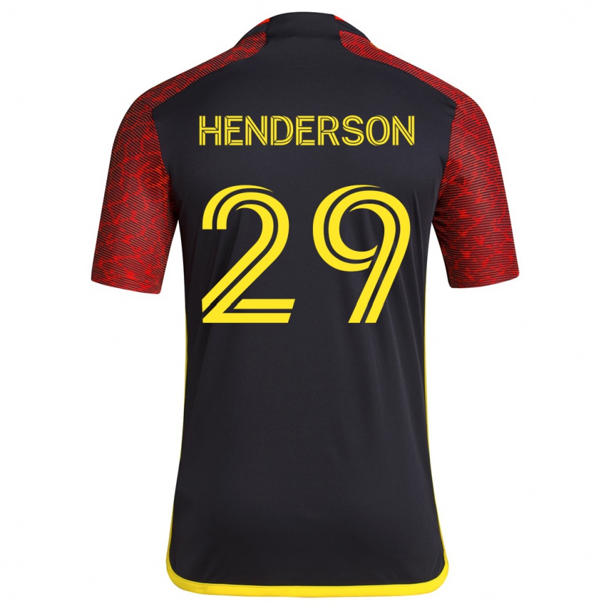 Kids Football Anna Henderson #29 Red Black Away Jersey 2024/25 T-Shirt Nz