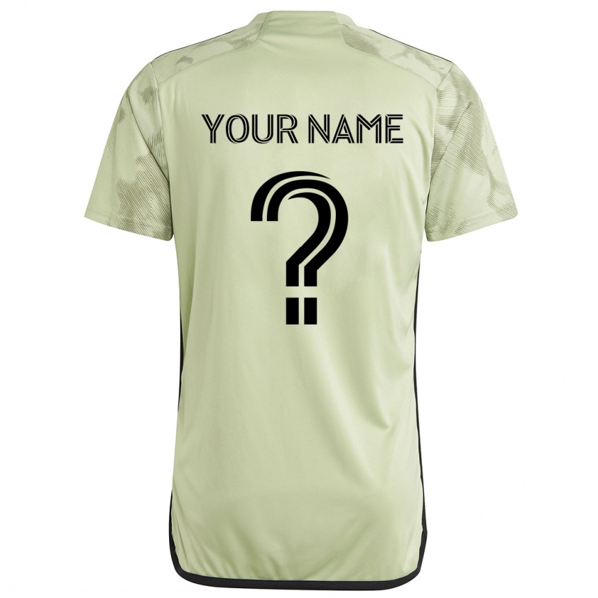 Kids Football Your Name #0 Light Green Away Jersey 2024/25 T-Shirt Nz