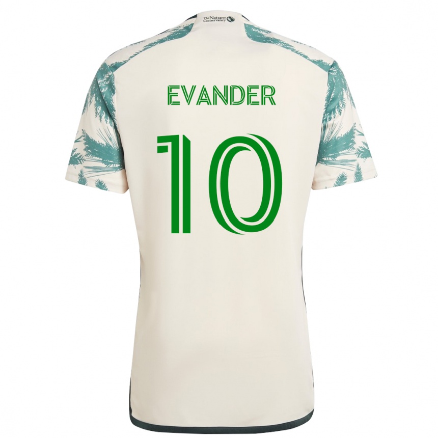 Kids Football Evander #10 Beige Brown Away Jersey 2024/25 T-Shirt Nz