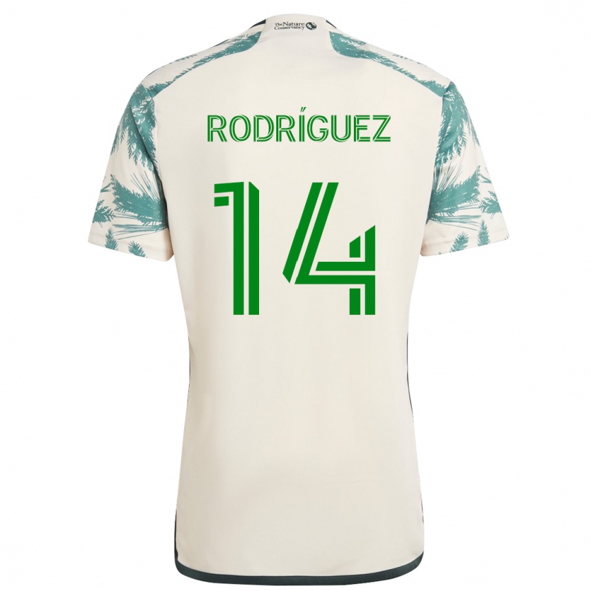 Kids Football Jonathan Rodríguez #14 Beige Brown Away Jersey 2024/25 T-Shirt Nz