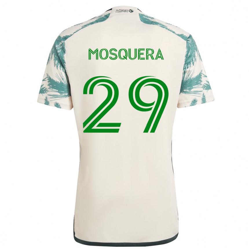 Kids Football Juan David Mosquera #29 Beige Brown Away Jersey 2024/25 T-Shirt Nz