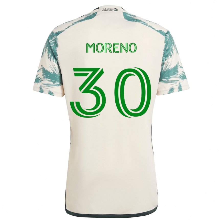 Kids Football Santiago Moreno #30 Beige Brown Away Jersey 2024/25 T-Shirt Nz