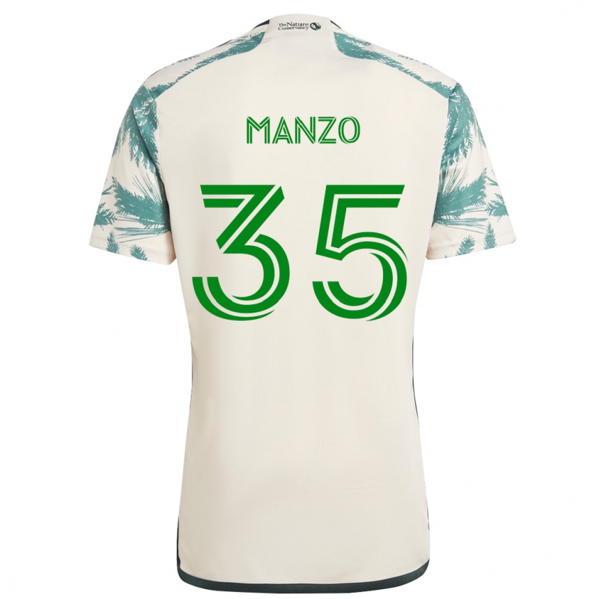 Kids Football Alexis Manzo #35 Beige Brown Away Jersey 2024/25 T-Shirt Nz