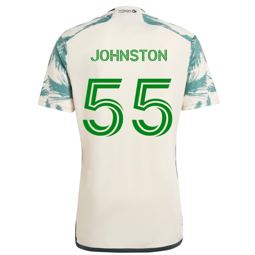 Kids Football Malcolm Johnston #55 Beige Brown Away Jersey 2024/25 T-Shirt Nz