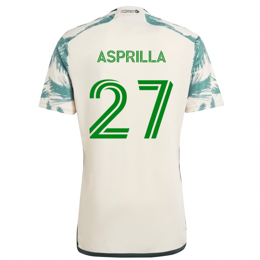 Kids Football Dairon Asprilla #27 Beige Brown Away Jersey 2024/25 T-Shirt Nz