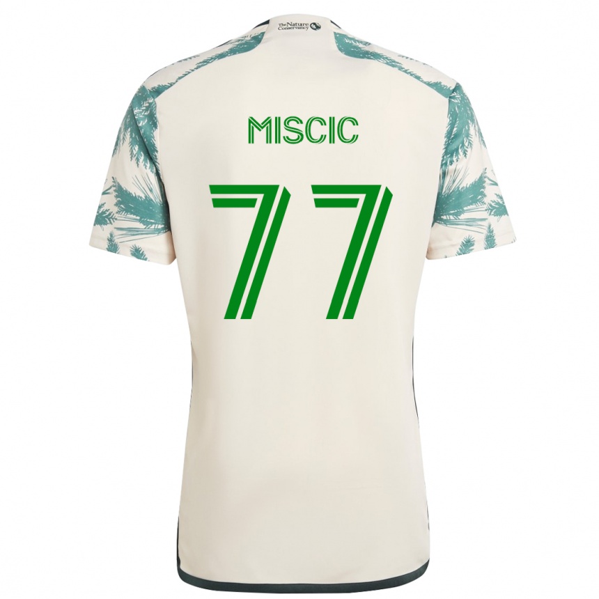 Kids Football Selmir Miscic #77 Beige Brown Away Jersey 2024/25 T-Shirt Nz