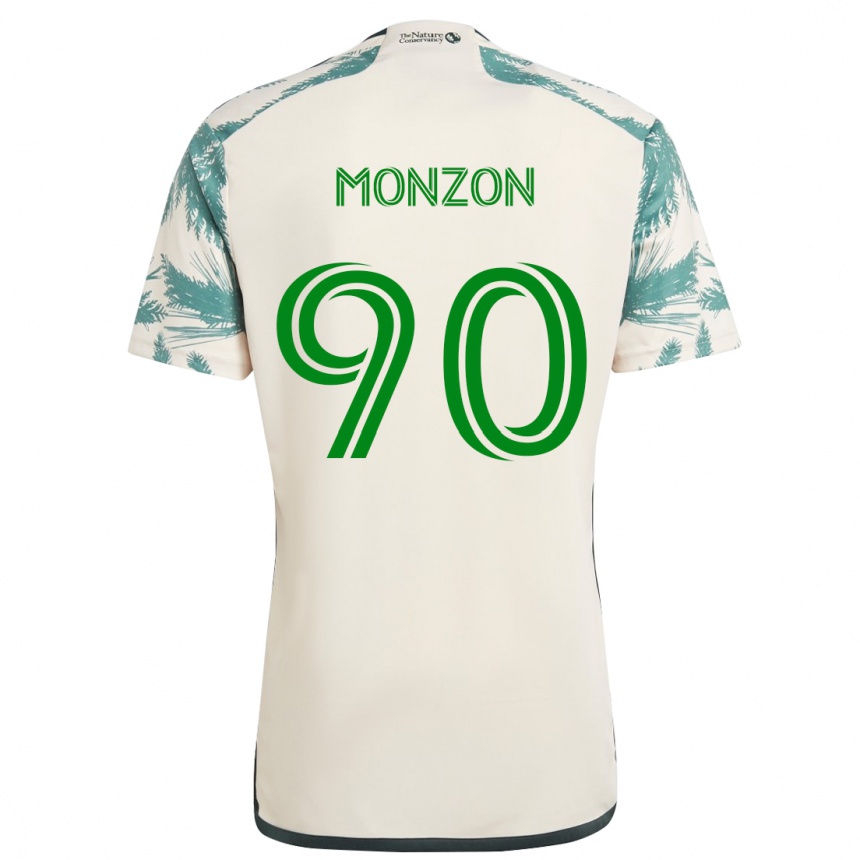 Kids Football Florián Monzón #90 Beige Brown Away Jersey 2024/25 T-Shirt Nz