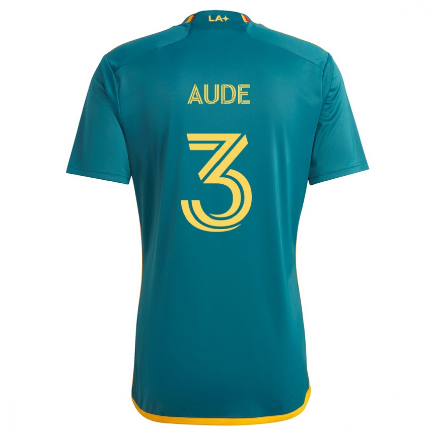 Kids Football Julián Aude #3 Green Yellow Away Jersey 2024/25 T-Shirt Nz