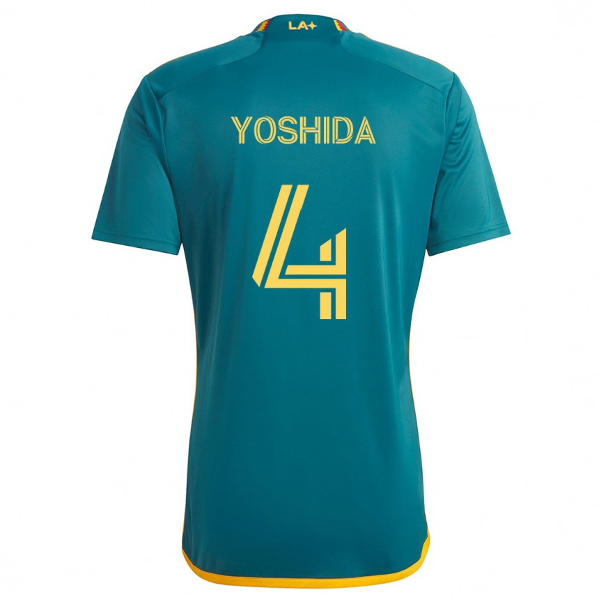 Kids Football Maya Yoshida #4 Green Yellow Away Jersey 2024/25 T-Shirt Nz