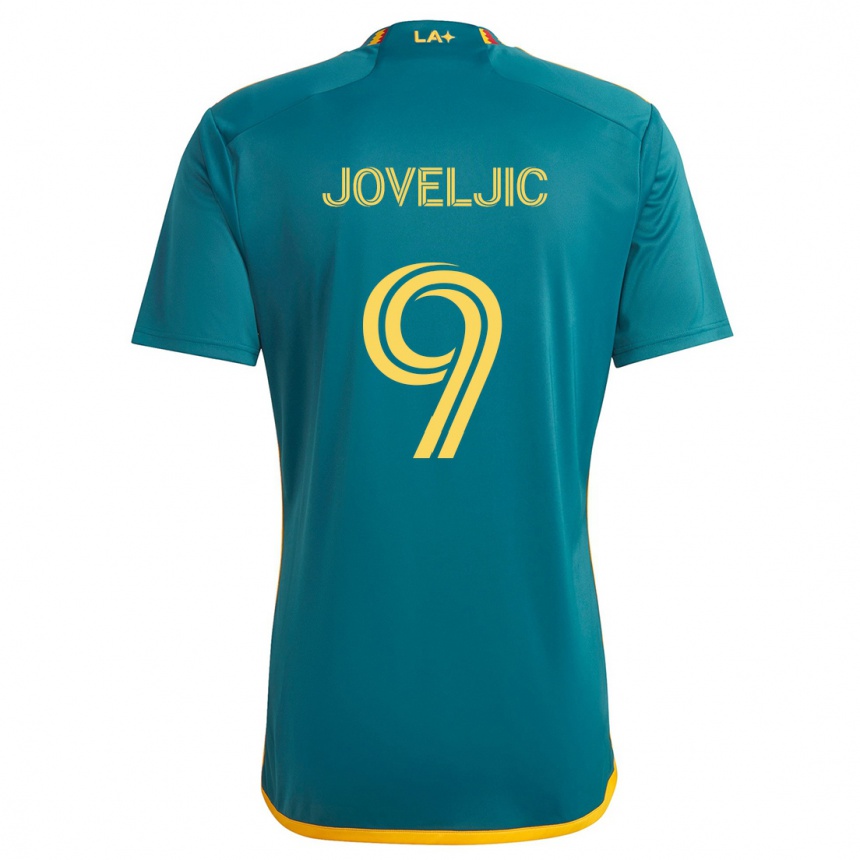 Kids Football Dejan Joveljic #9 Green Yellow Away Jersey 2024/25 T-Shirt Nz