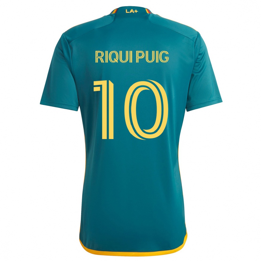 Kids Football Riqui Puig #10 Green Yellow Away Jersey 2024/25 T-Shirt Nz