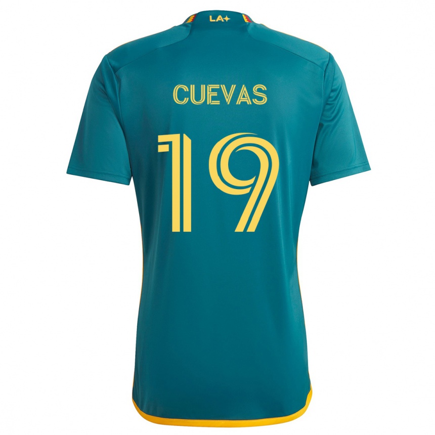 Kids Football Mauricio Cuevas #19 Green Yellow Away Jersey 2024/25 T-Shirt Nz