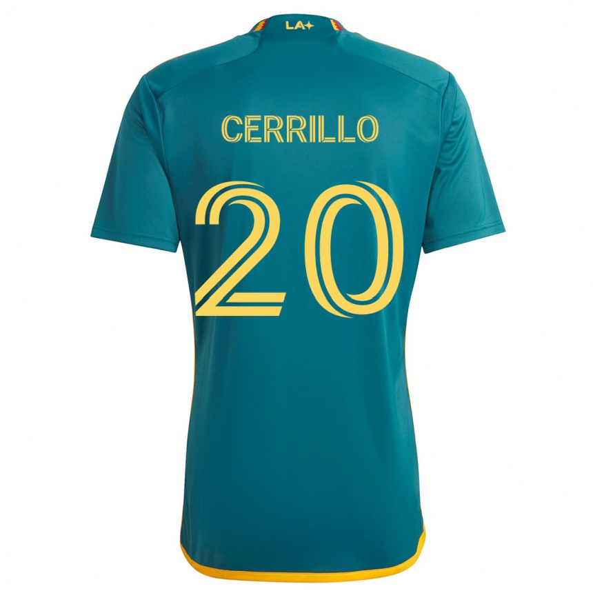 Kids Football Edwin Cerrillo #20 Green Yellow Away Jersey 2024/25 T-Shirt Nz